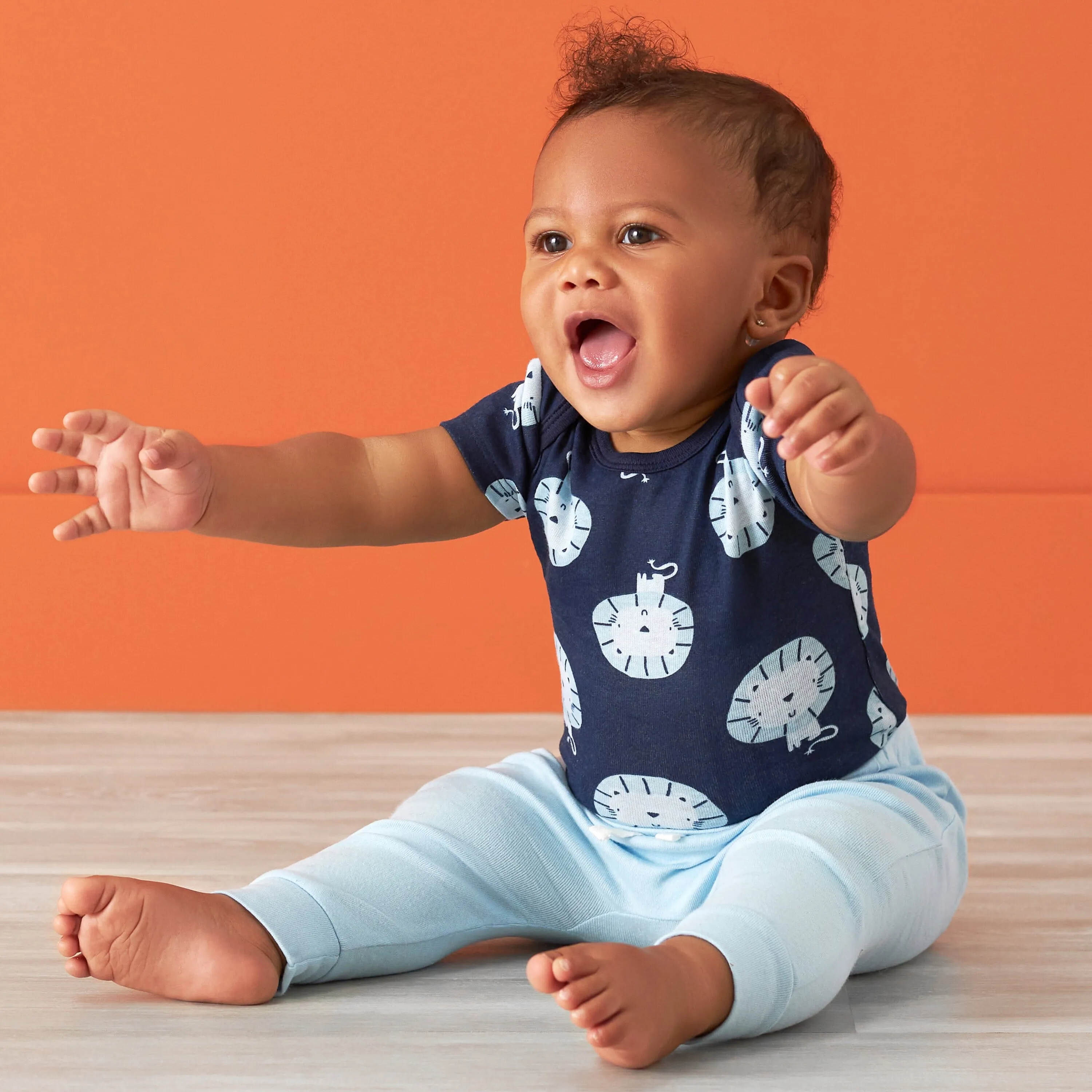 3-Pack Baby Boys Comfy Stretch Lion Short Sleeve Onesies® Bodysuits