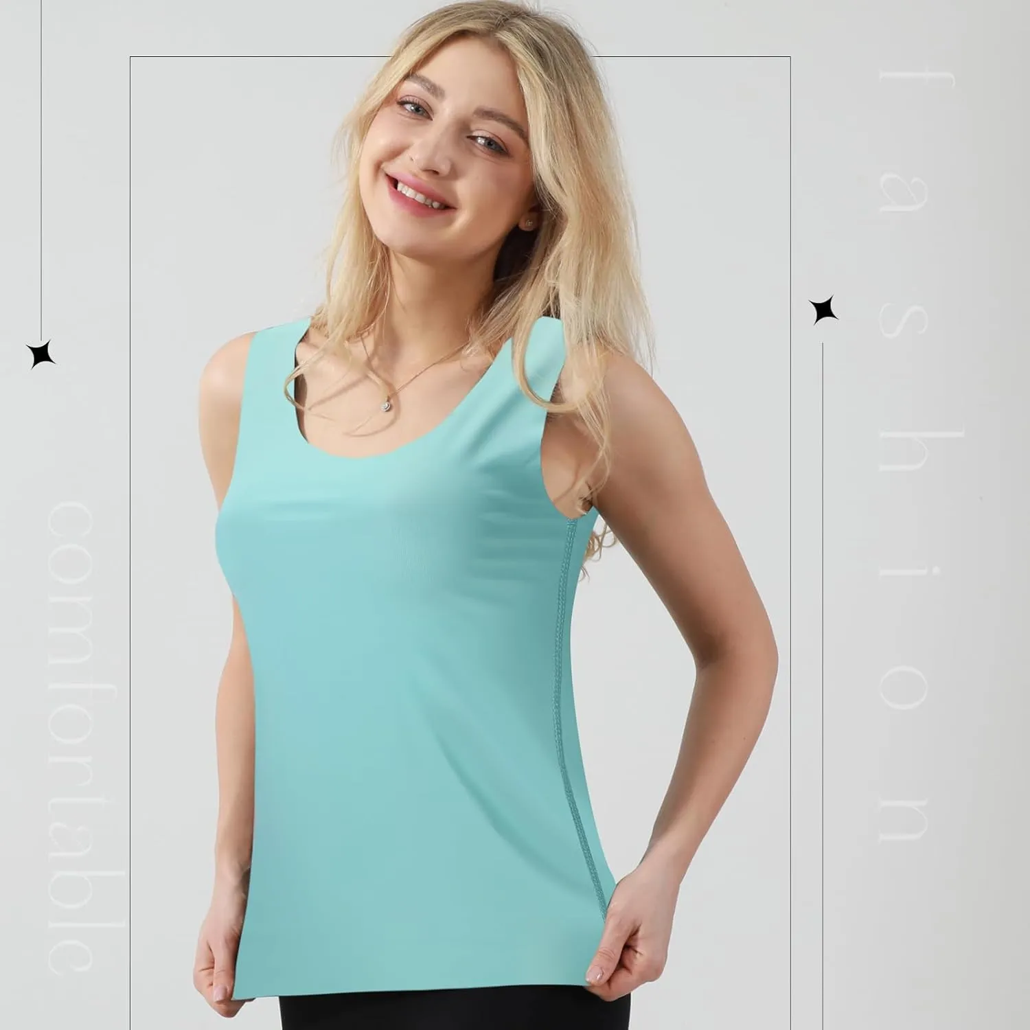 4 Pcs Women's Silky Tank Tops Sleeveless Elastic Cooling Basic Camisoles Ice Silk Casual Cami Tops