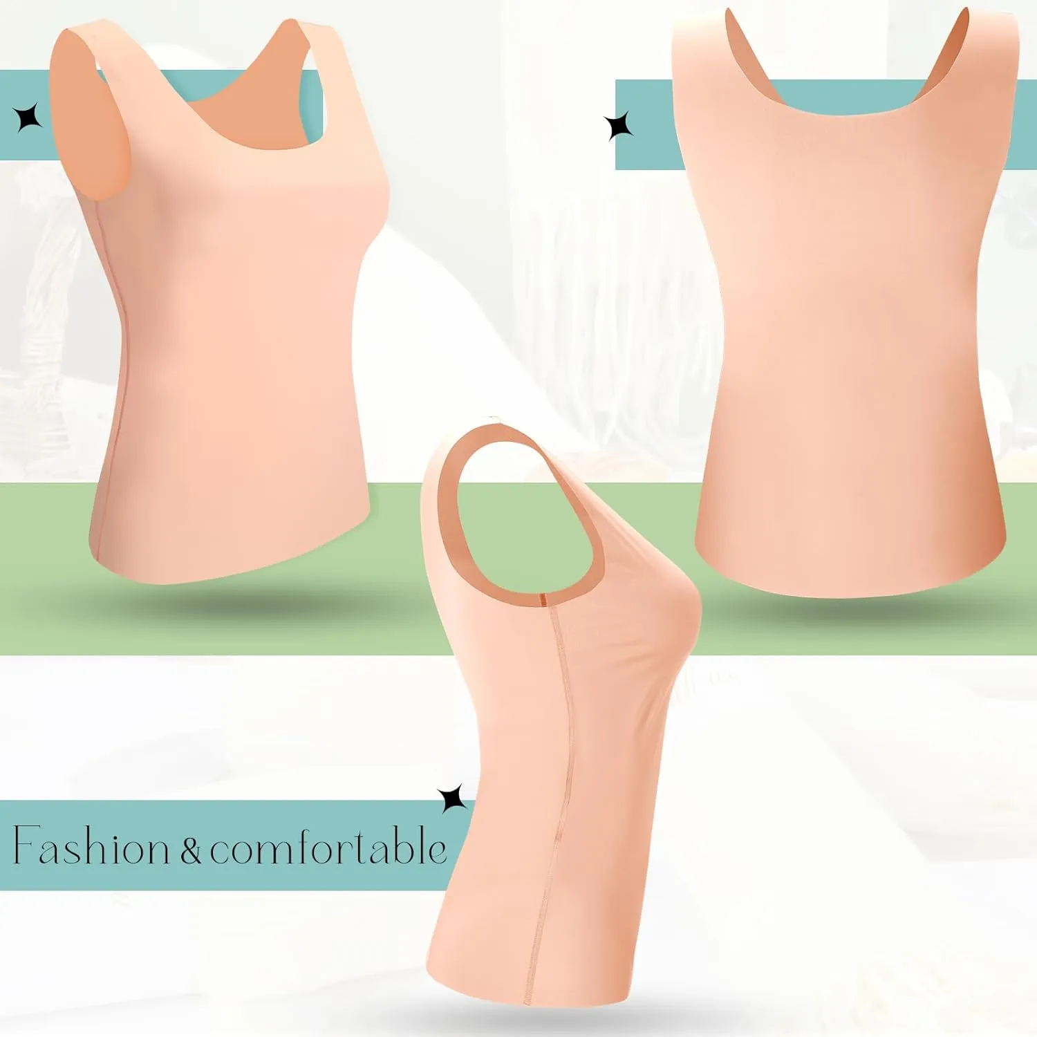 4 Pcs Women's Silky Tank Tops Sleeveless Elastic Cooling Basic Camisoles Ice Silk Casual Cami Tops
