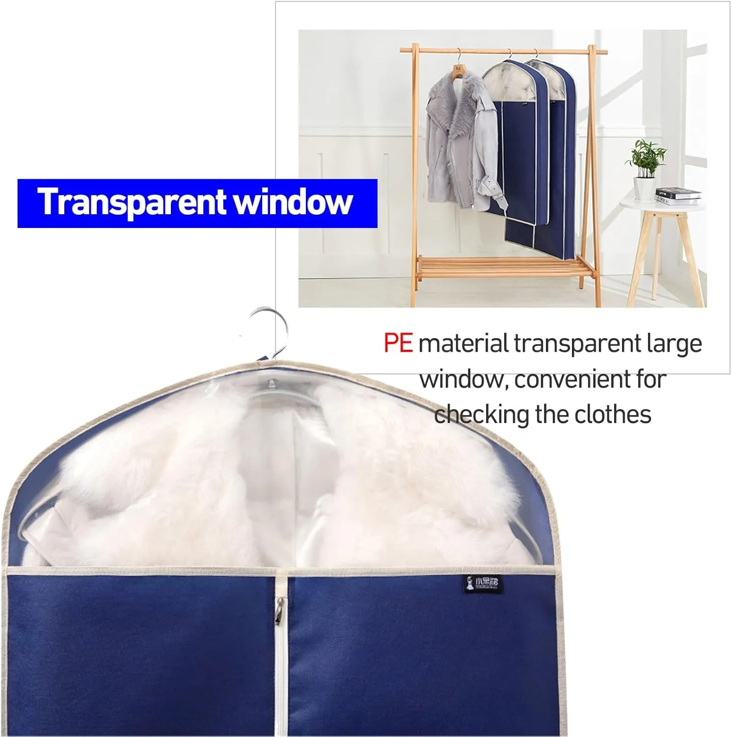 5 Pcs Clothing Storage Bags, Non-woven Suit Bag, Garment Bags for Hanging Clothes Storage for Storage for Clothes in Closet(Blue,60x10x90cm)