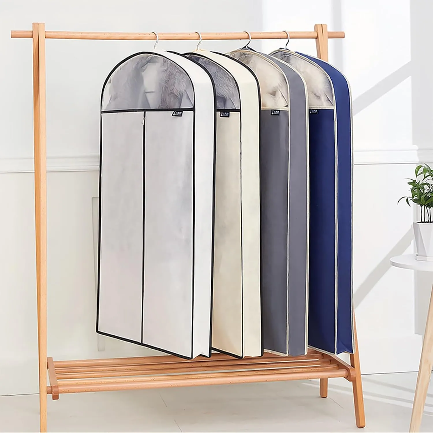 5 Pcs Clothing Storage Bags, Non-woven Suit Bag, Garment Bags for Hanging Clothes Storage for Storage for Clothes in Closet(Blue,60x10x90cm)