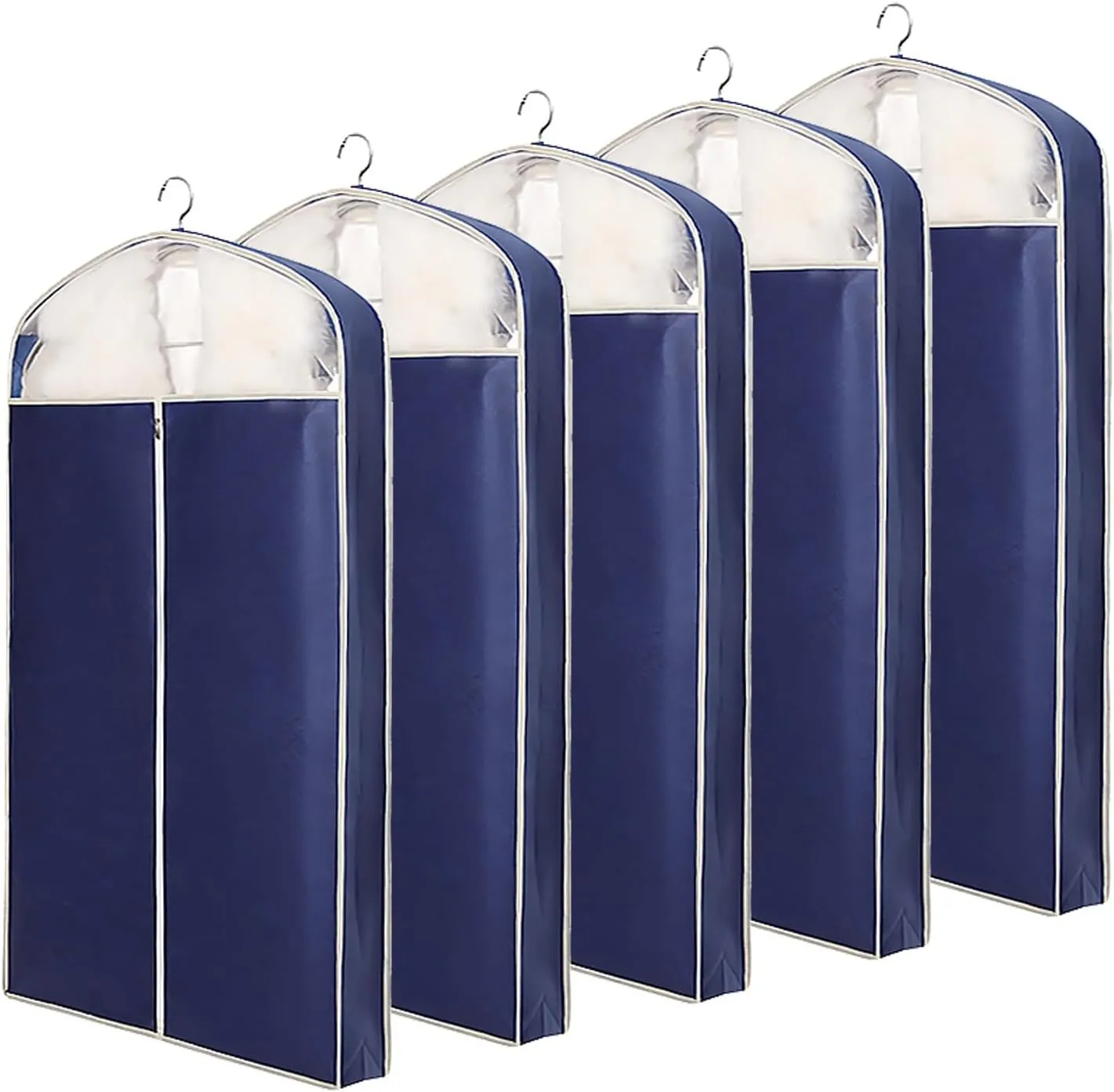 5 Pcs Clothing Storage Bags, Non-woven Suit Bag, Garment Bags for Hanging Clothes Storage for Storage for Clothes in Closet(Blue,60x10x90cm)