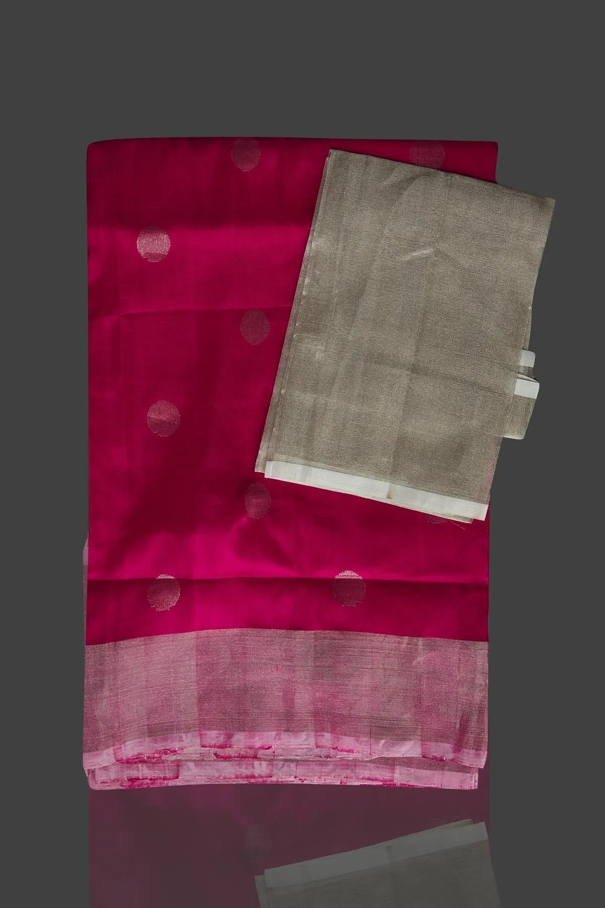 90J790 Pink Uppada Silk Saree with Zari Buta and Border