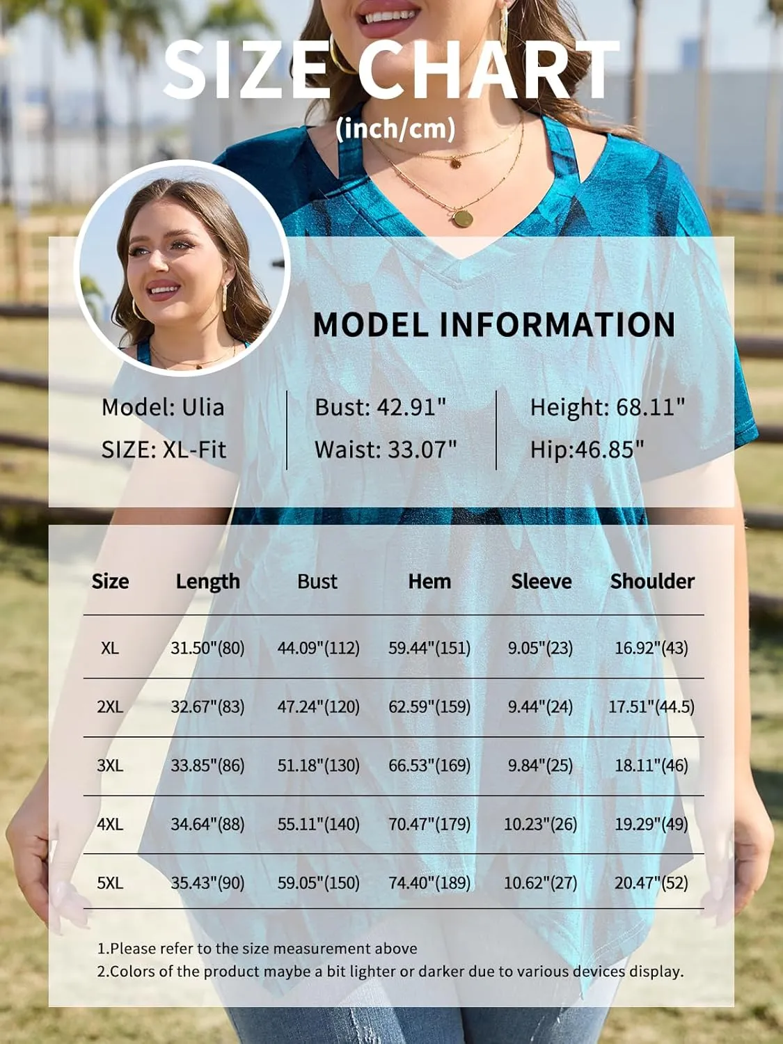 Amrto Women Plus Size Tops Cut Out V Neck 3/4 Sleeve Blouses Dressy Casual Tunic Tops to Wear with Leggings