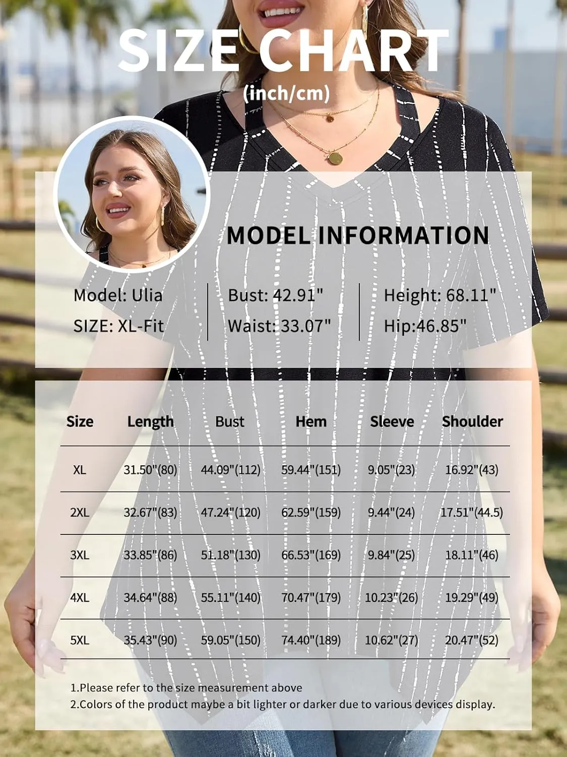 Amrto Women Plus Size Tops Cut Out V Neck 3/4 Sleeve Blouses Dressy Casual Tunic Tops to Wear with Leggings
