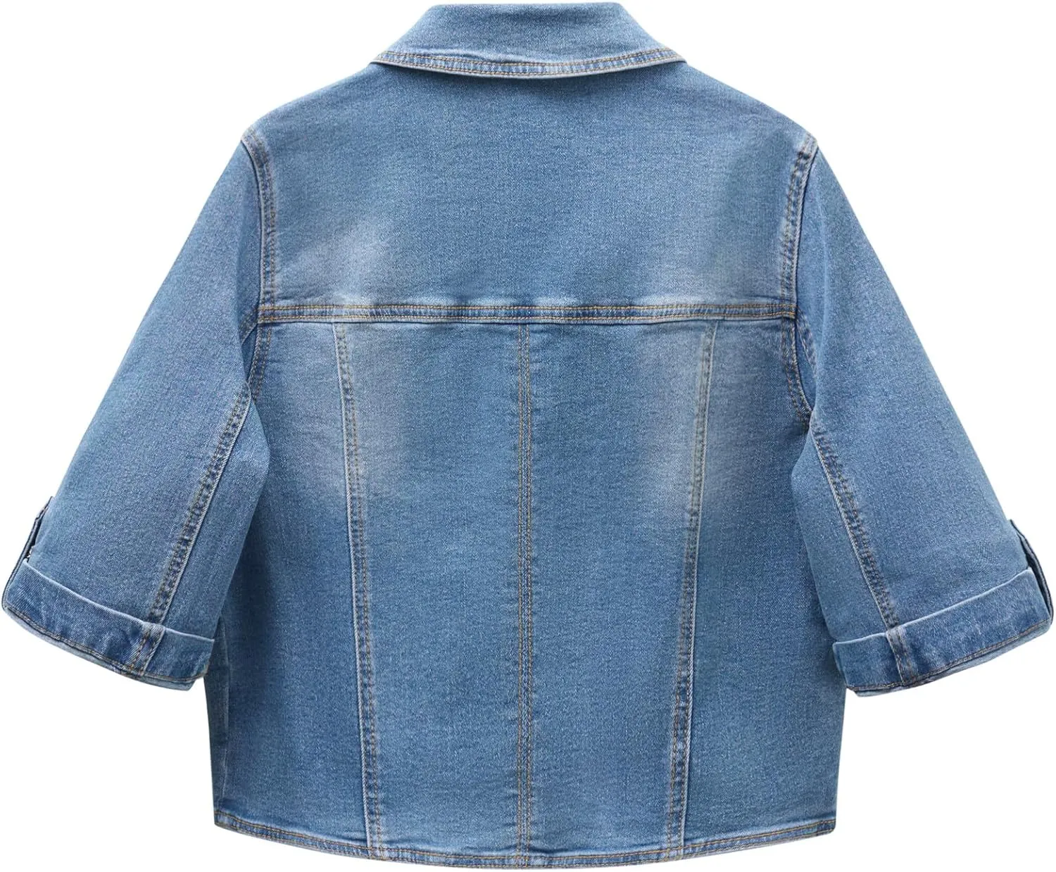 Anienaya Women's Short Sleeve Stretchy Denim Jacket Button Down Summer Cropped Trucker Jean Jackets
