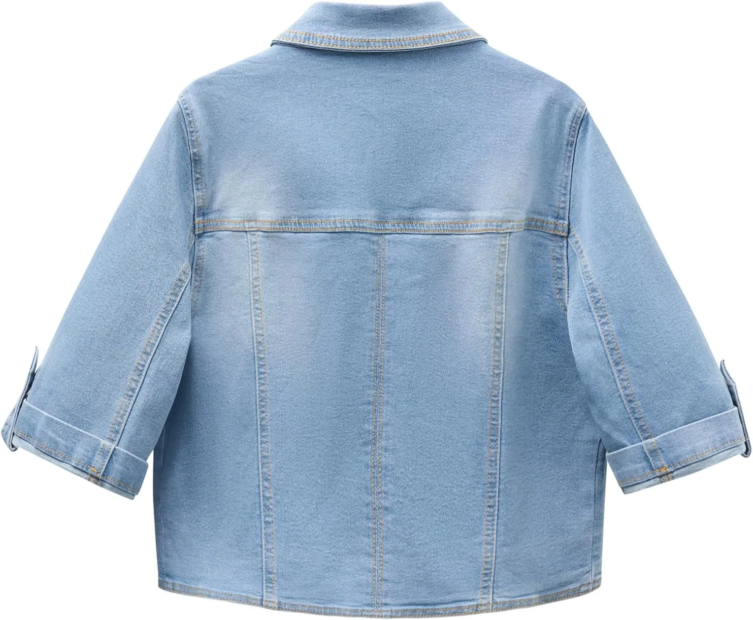 Anienaya Women's Short Sleeve Stretchy Denim Jacket Button Down Summer Cropped Trucker Jean Jackets