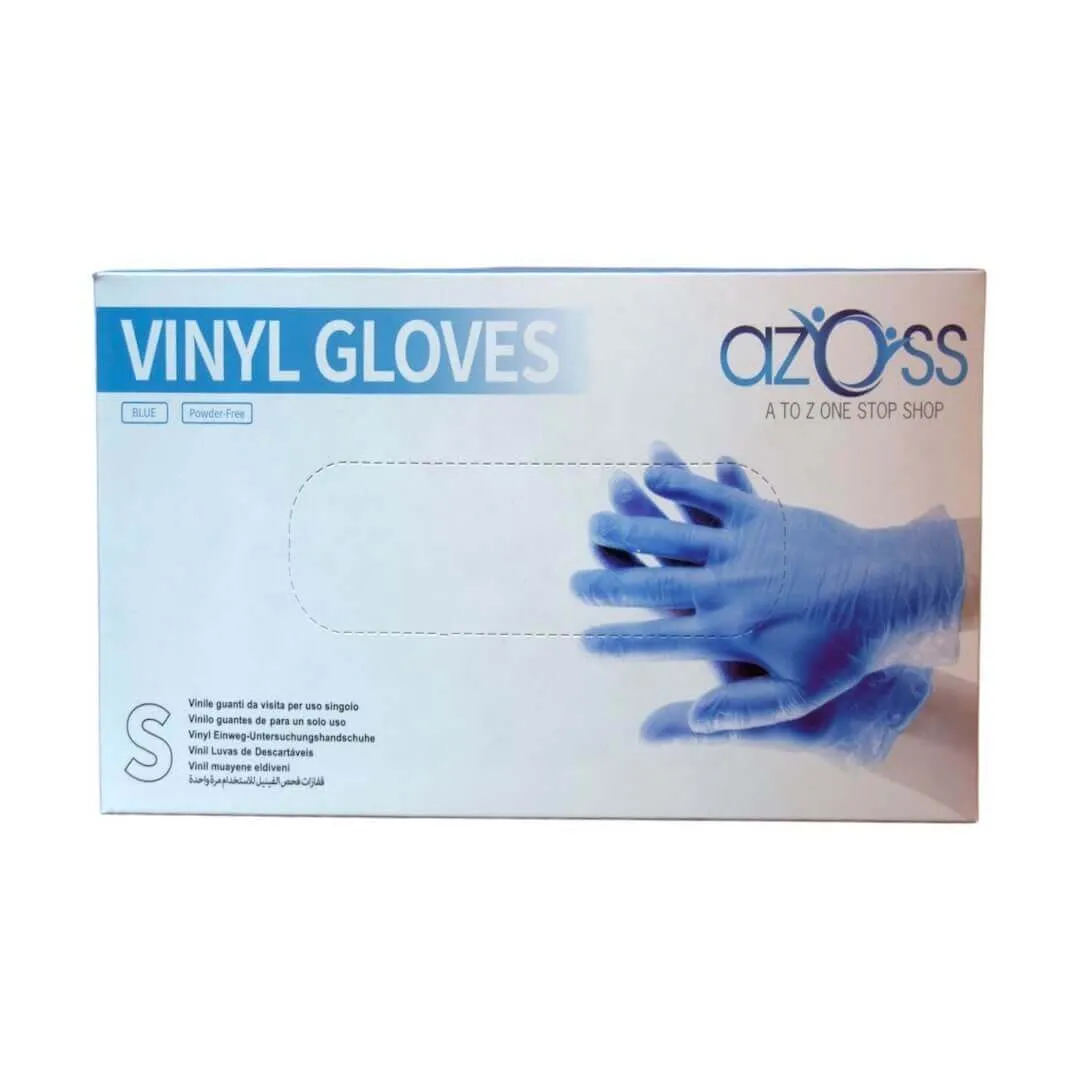 Azoss Disposable Vinyl Gloves Blue - Small