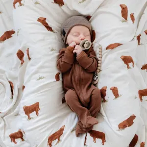 Bamboo Muslin Swaddle: Highland Cow