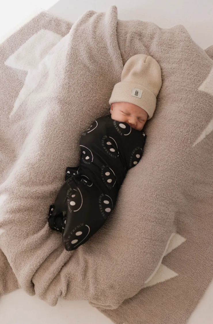 Bamboo Swaddle |  ff Smile Charcoal