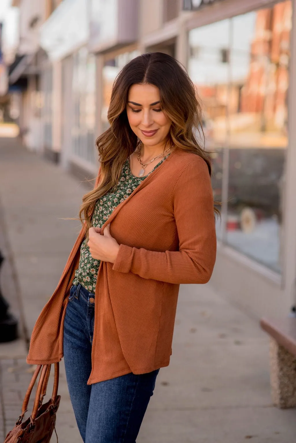 Basic Ribbed Waterfall Cardigan