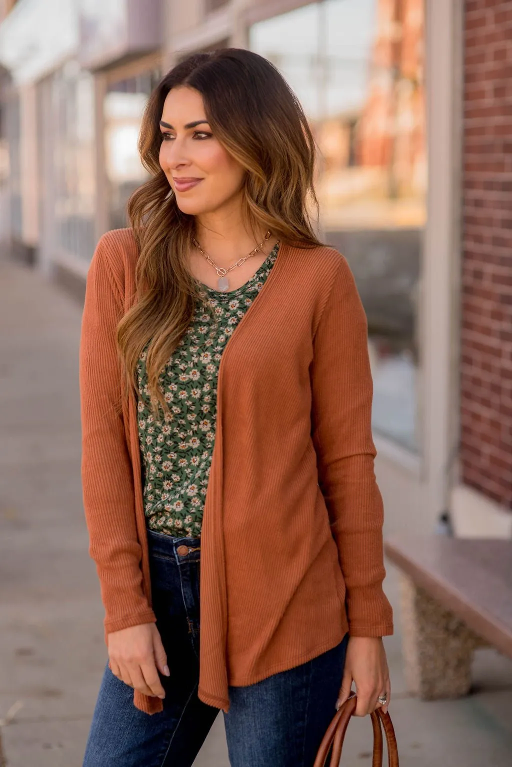 Basic Ribbed Waterfall Cardigan