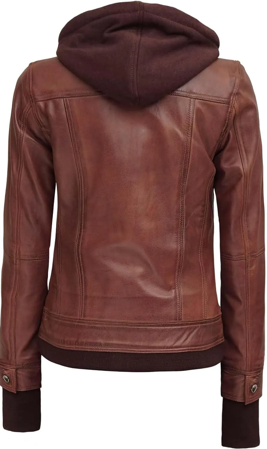 Blingsoul Leather Bomber Jacket Women - Real Lambskin Womens Leather Jackets with Removable Hood