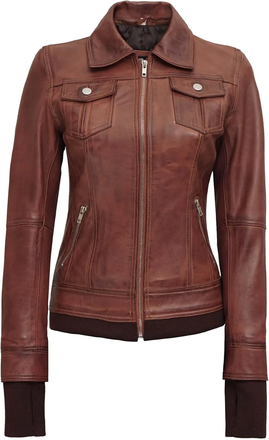 Blingsoul Leather Bomber Jacket Women - Real Lambskin Womens Leather Jackets with Removable Hood