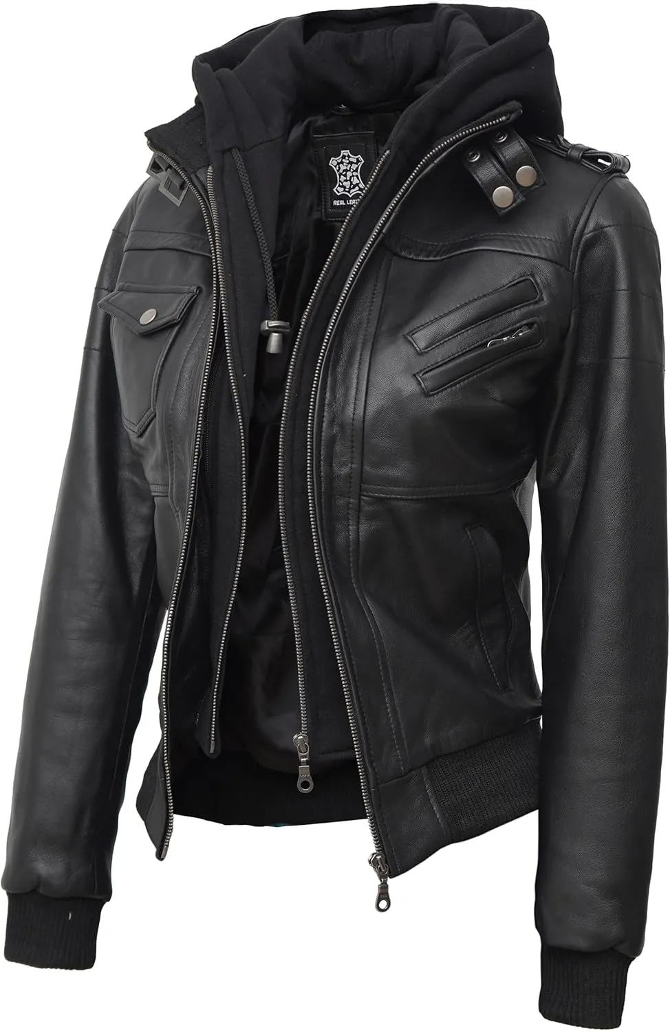 Blingsoul Leather Jacket Women - Real Lambskin Womens Leather Jackets With hood