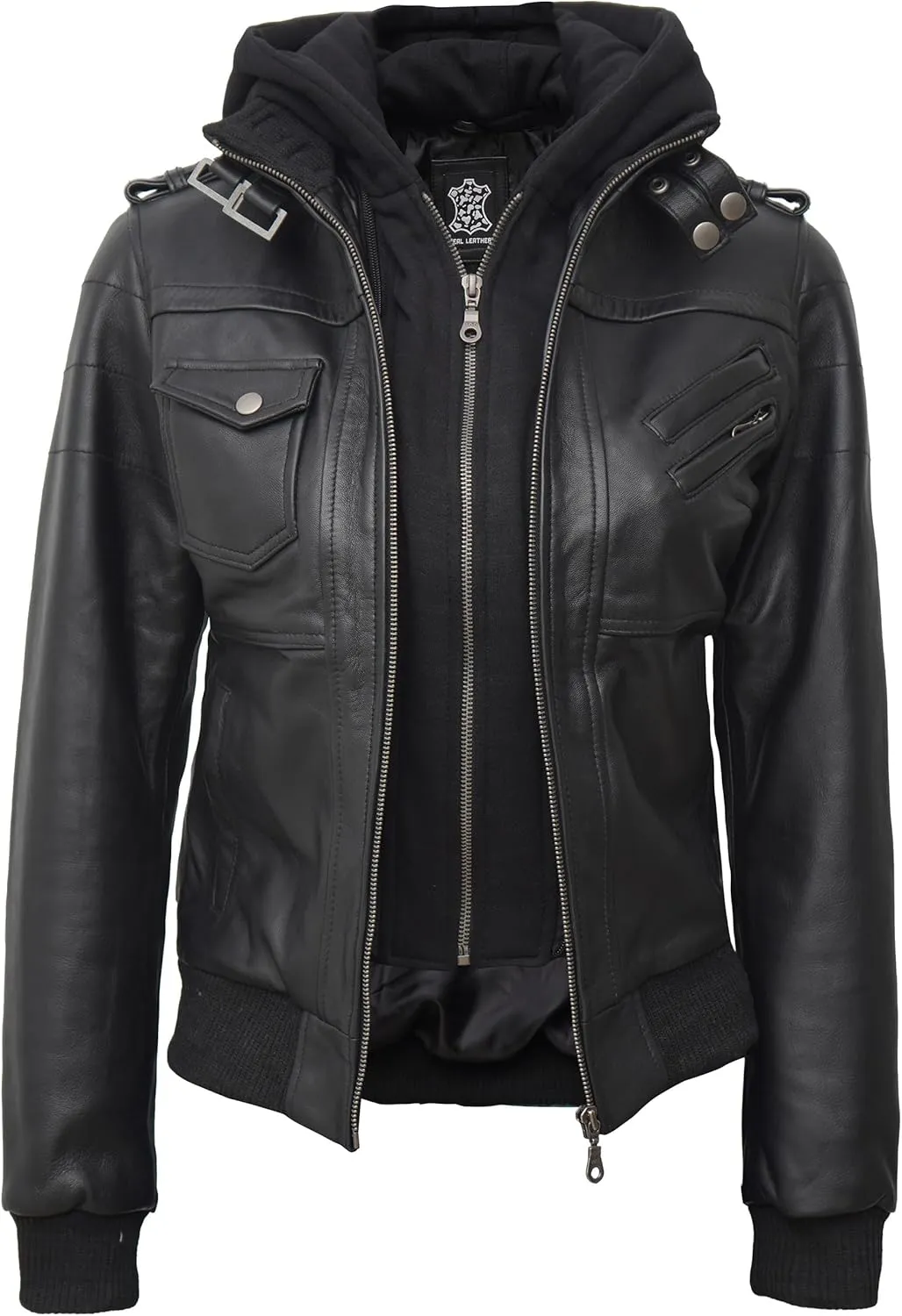 Blingsoul Leather Jacket Women - Real Lambskin Womens Leather Jackets With hood