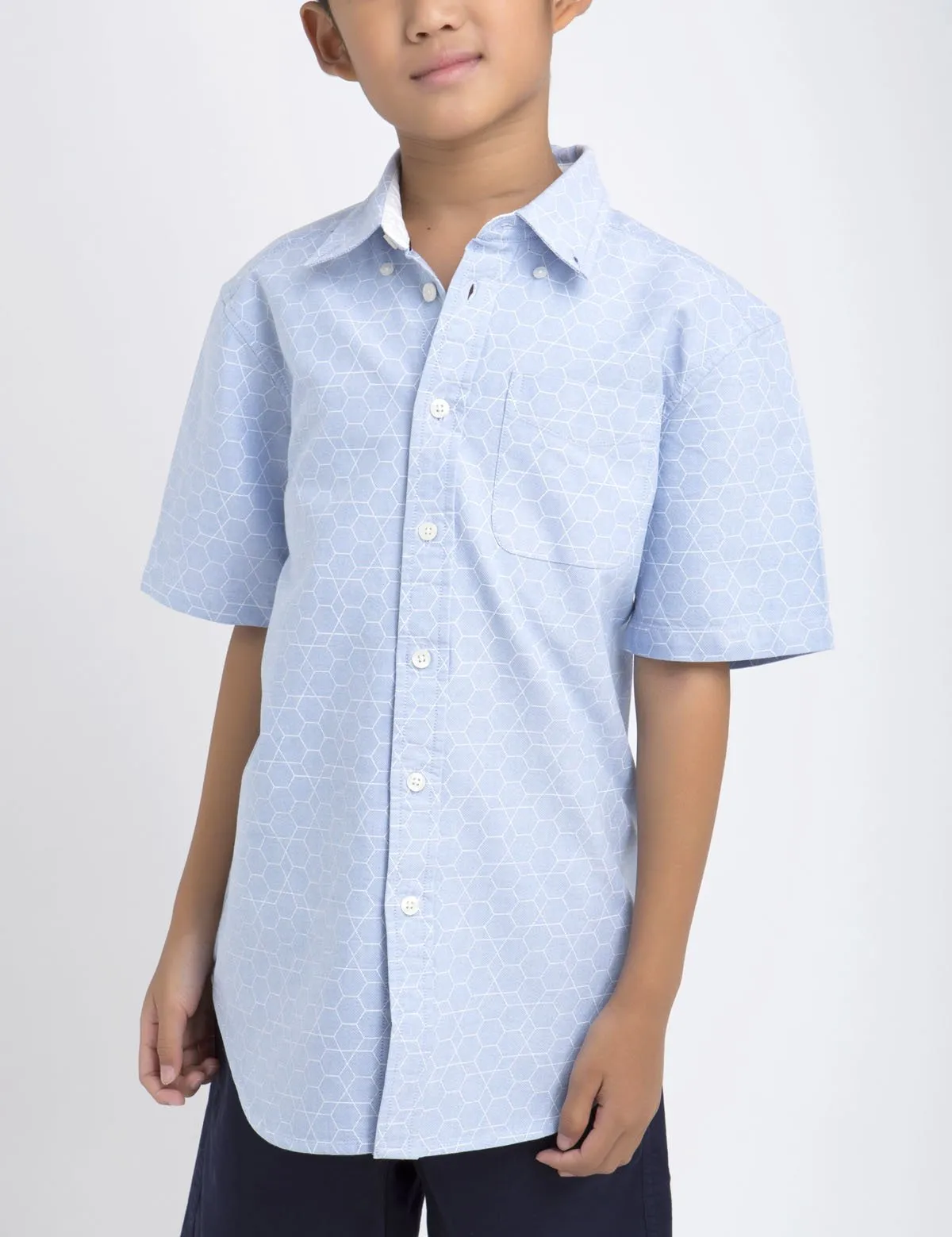 BOYS BLACK MALLET HONEYCOMB SHIRT