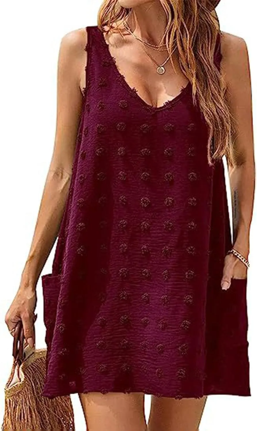 Casual Sundress for Women Summer Beach Sleeveless Dress Oversized Plus Size Dresses Stretch Elastic Outfits
