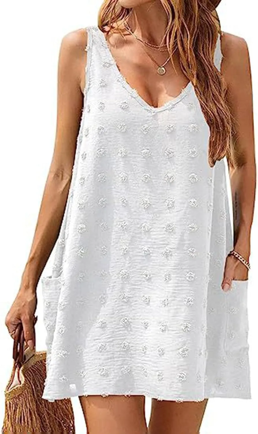 Casual Sundress for Women Summer Beach Sleeveless Dress Oversized Plus Size Dresses Stretch Elastic Outfits
