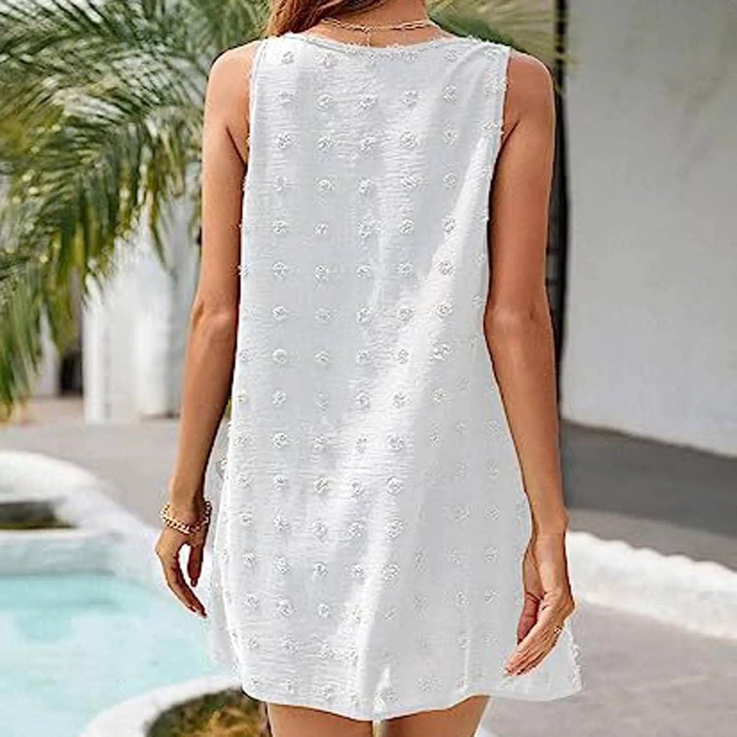 Casual Sundress for Women Summer Beach Sleeveless Dress Oversized Plus Size Dresses Stretch Elastic Outfits