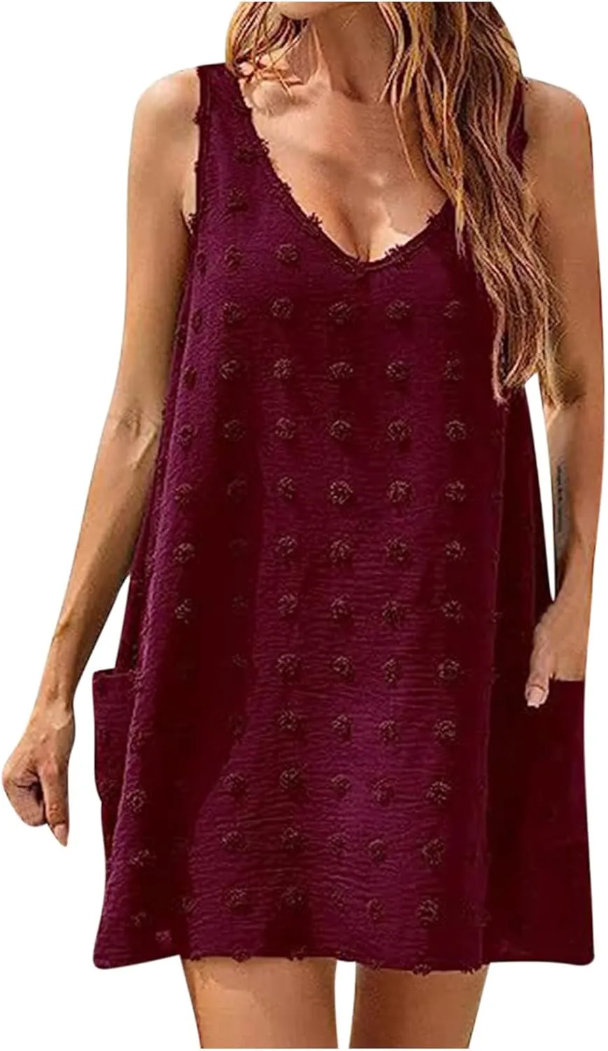 Casual Sundress for Women Summer Beach Sleeveless Dress Oversized Plus Size Dresses Stretch Elastic Outfits