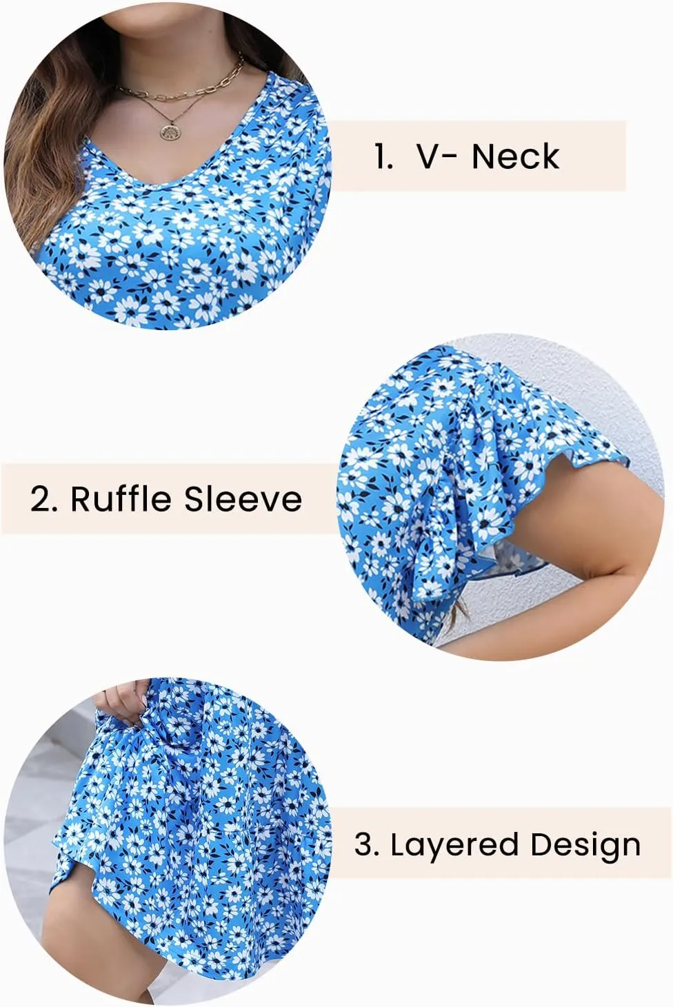 Celkuser Plus Size Casual Summer Dresses Curvy Womens Elastic Waist Tiered A Line Ruffle Hem Dress with Pockets