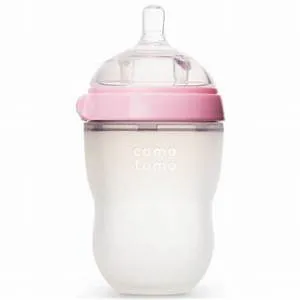 Comotomo Single Silicone Baby Bottle in Green or pink - 8oz