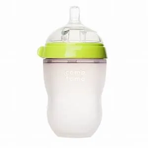 Comotomo Single Silicone Baby Bottle in Green or pink - 8oz