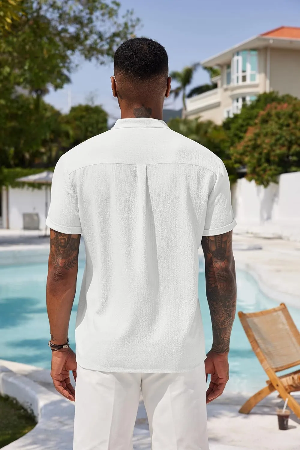 COOFANDY Men's Casual Henley Tee Shirt Band Collar Short Sleeve Summer Beach Hippie T Shirts