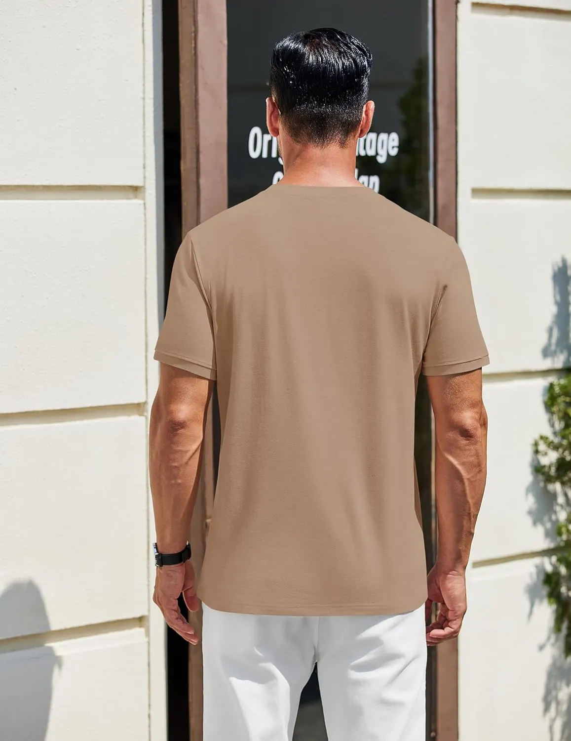 COOFANDY Men's Henley Shirts Cotton Short Sleeve Casual T-Shirt Button Henley Basic Tee Lightweight Summer Top