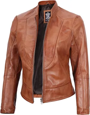 Decrum Womens Leather Jacket - Real Lambskin Stylish Leather Jackets For Women