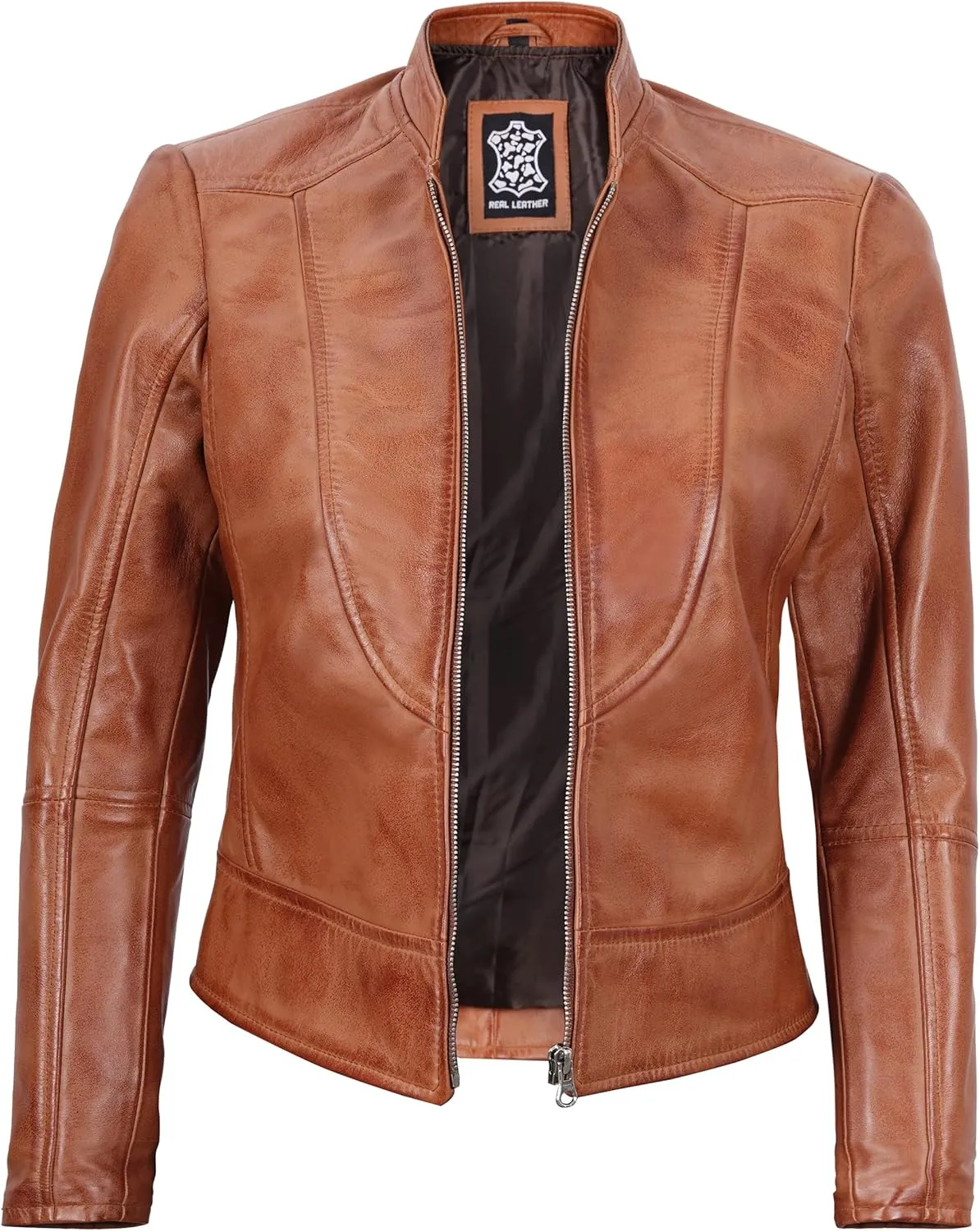 Decrum Womens Leather Jacket - Real Lambskin Stylish Leather Jackets For Women