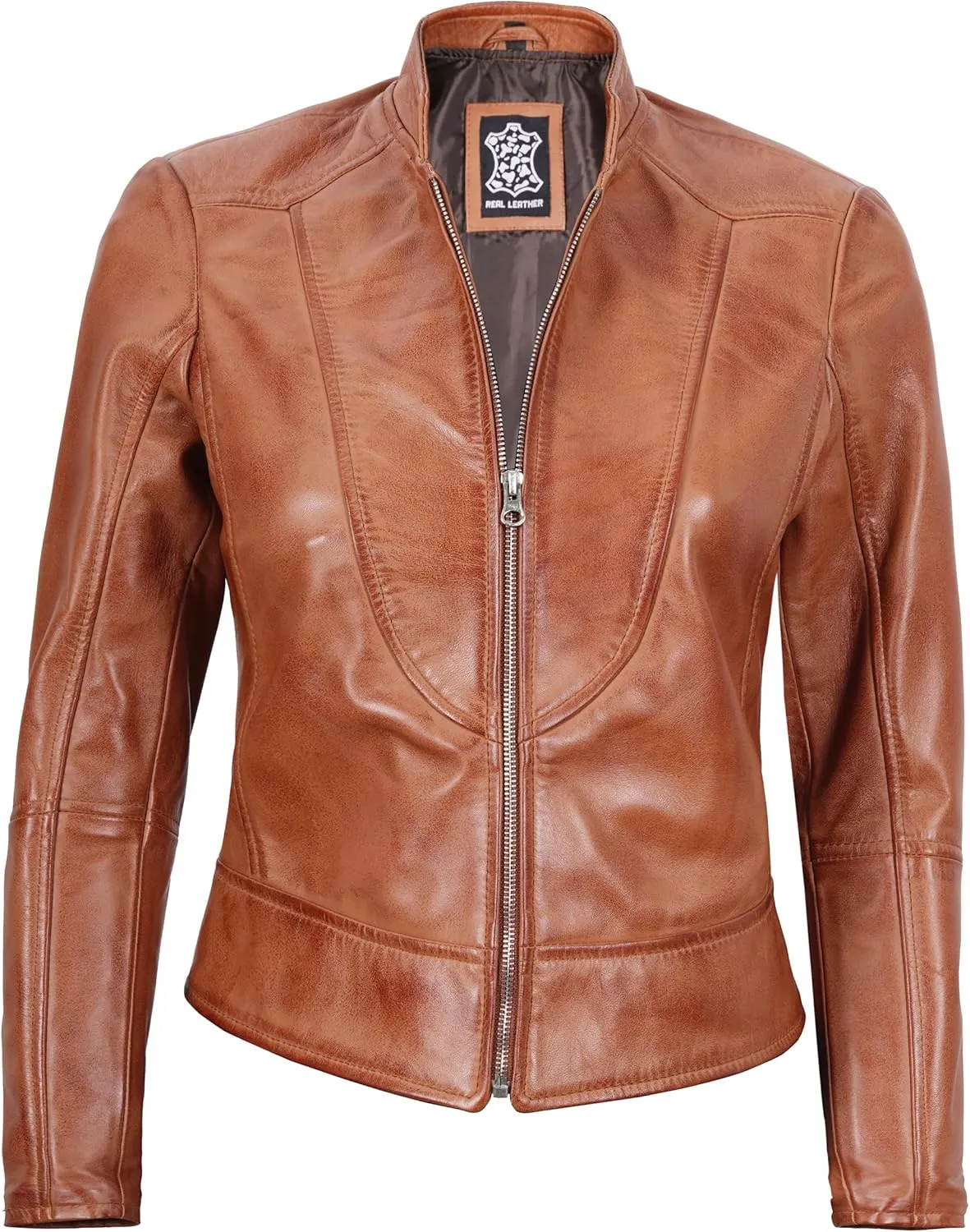Decrum Womens Leather Jacket - Real Lambskin Stylish Leather Jackets For Women