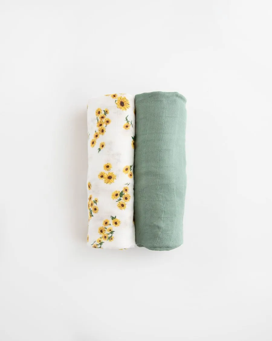 Deluxe Muslin Swaddle 2PK (Ditsy Sunflower)