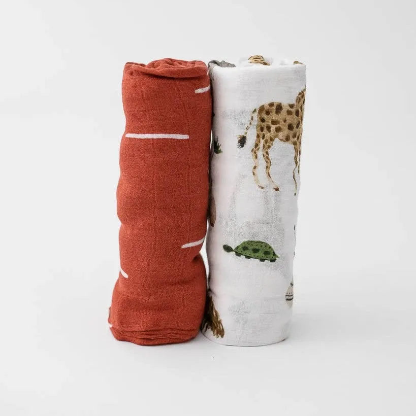 Deluxe Muslin Swaddle 2PK (Safari Social)