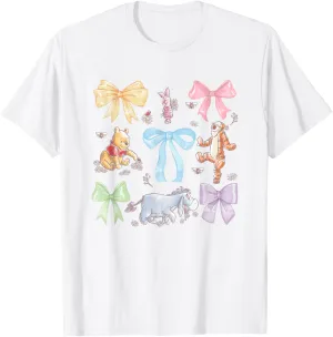 Disney Winnie the Pooh Cute Group Shot Sketch Chest Logo T-Shirt