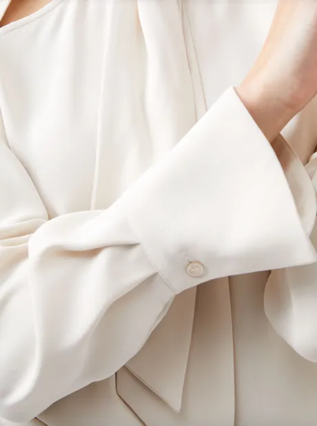 French Connection Carmen Crepe Tie Blouse - Classic Cream