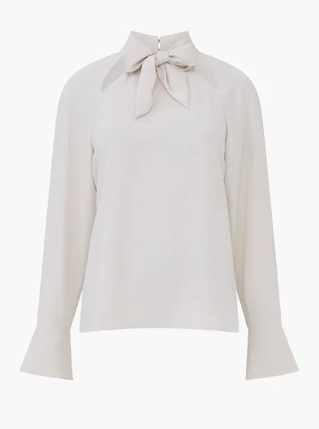 French Connection Carmen Crepe Tie Blouse - Classic Cream