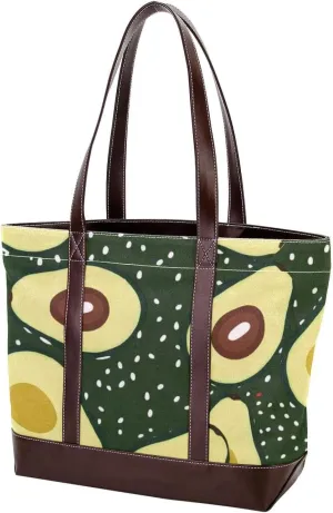Fresh avocado-865 Tote Bags Durable Leather Canvas Purses and Handbags for Women Top Handle Shoulder Satchel Hobo Bags