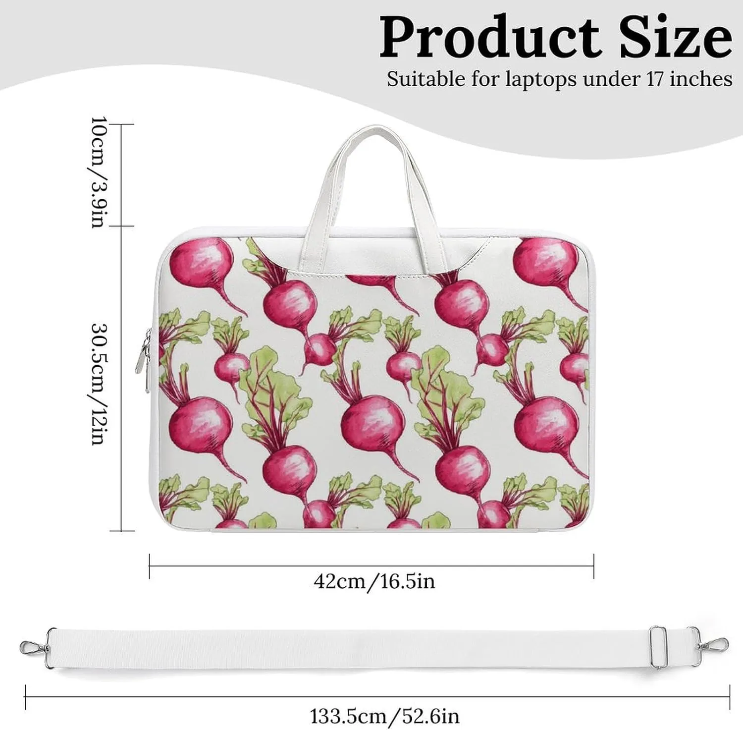 Fresh Beetroot Beets Leather Bag Laptop Case Slim Water Resistant Computer Bags with Handle Briefcase for Work