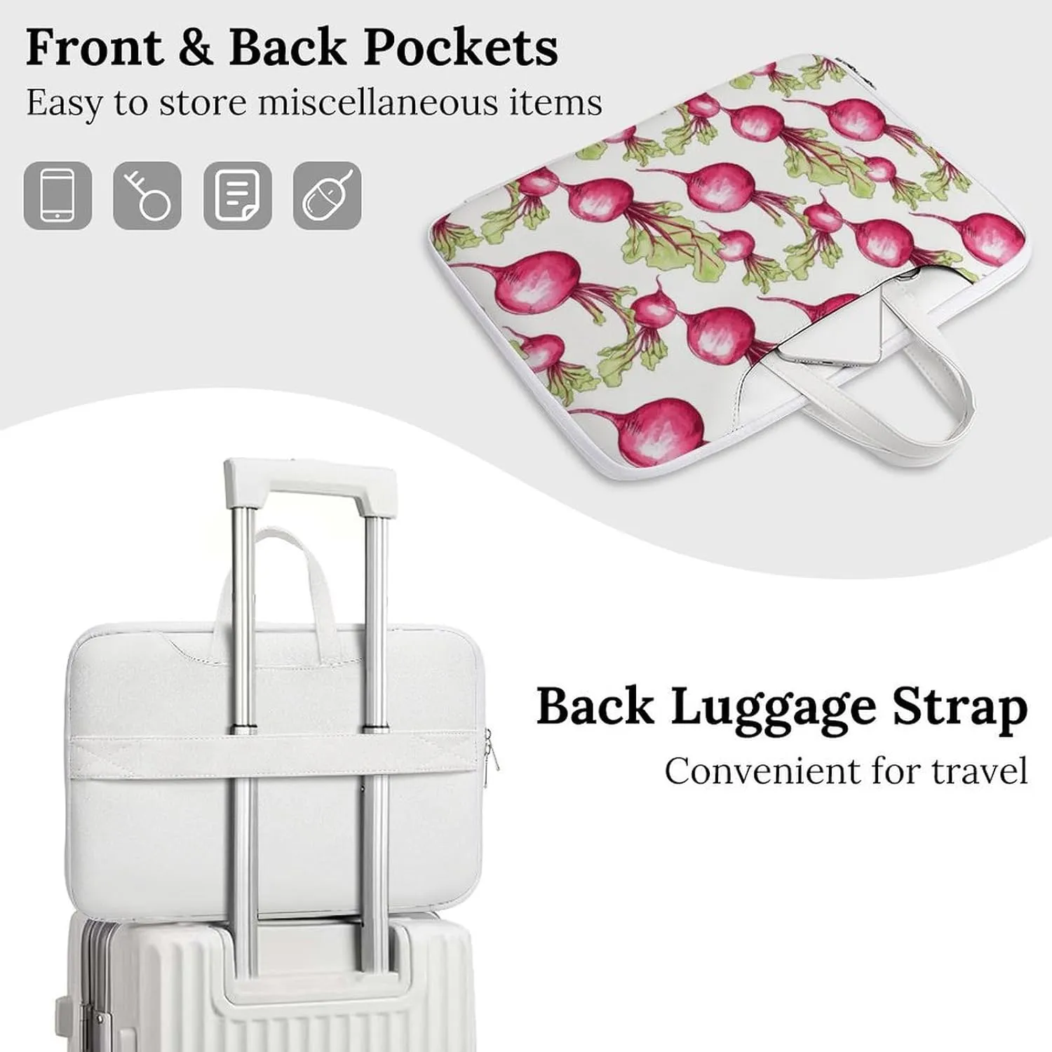 Fresh Beetroot Beets Leather Bag Laptop Case Slim Water Resistant Computer Bags with Handle Briefcase for Work