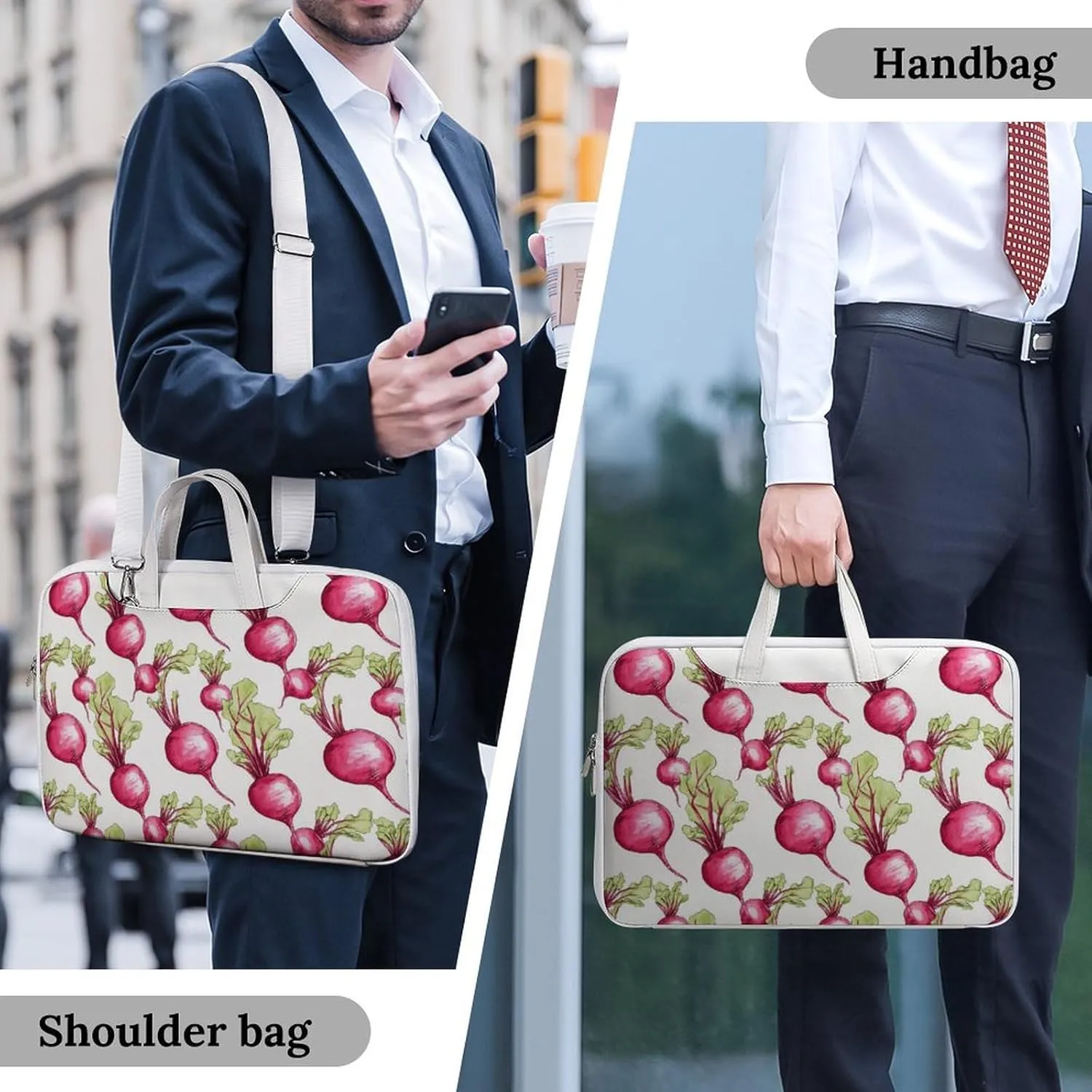 Fresh Beetroot Beets Leather Bag Laptop Case Slim Water Resistant Computer Bags with Handle Briefcase for Work