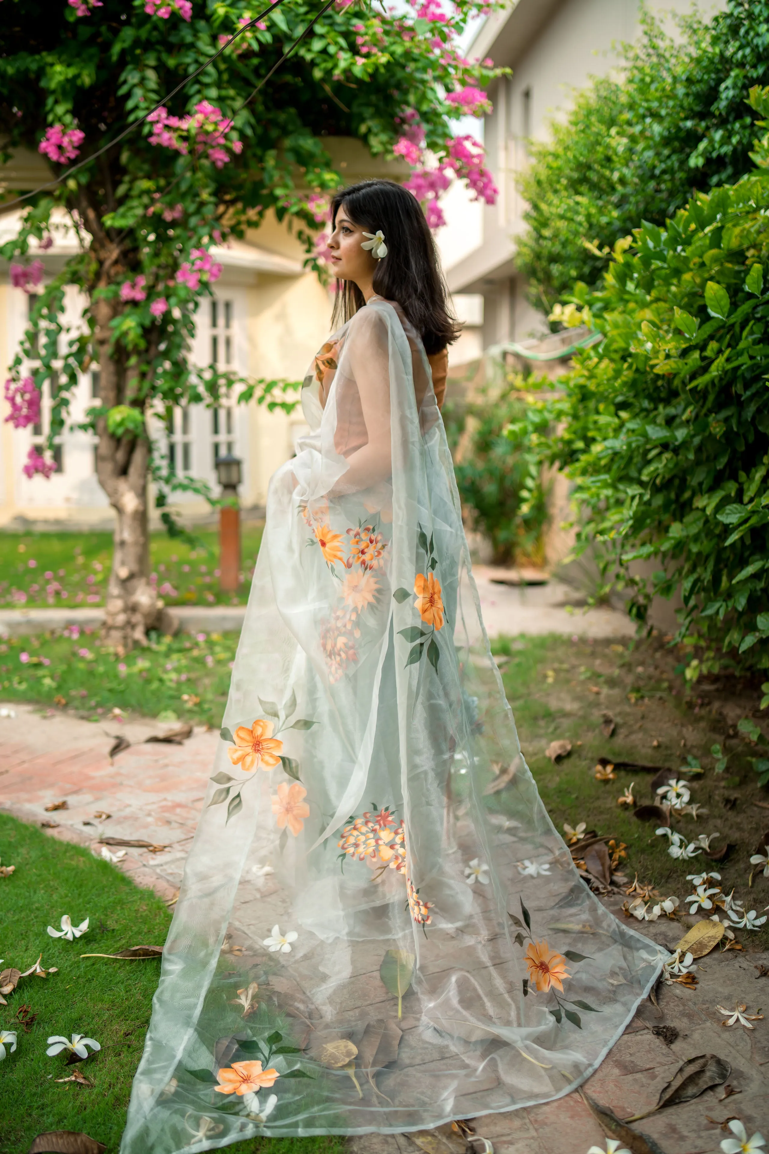 Glass Organza - Hand Painted: Calendula Orchard