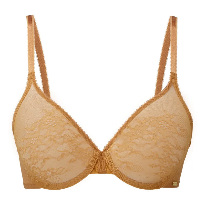 Gossard Glossies Lace Sheer Molded Bra Spiced Honey