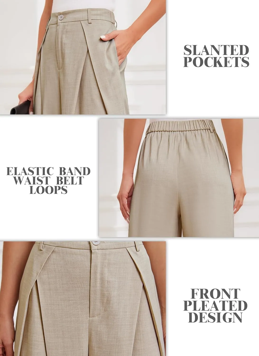 HVT Wide Leg Dress Pants for Women High Waisted Loose Palazzo Pants Business Casual Work Trousers Pants with Pockets