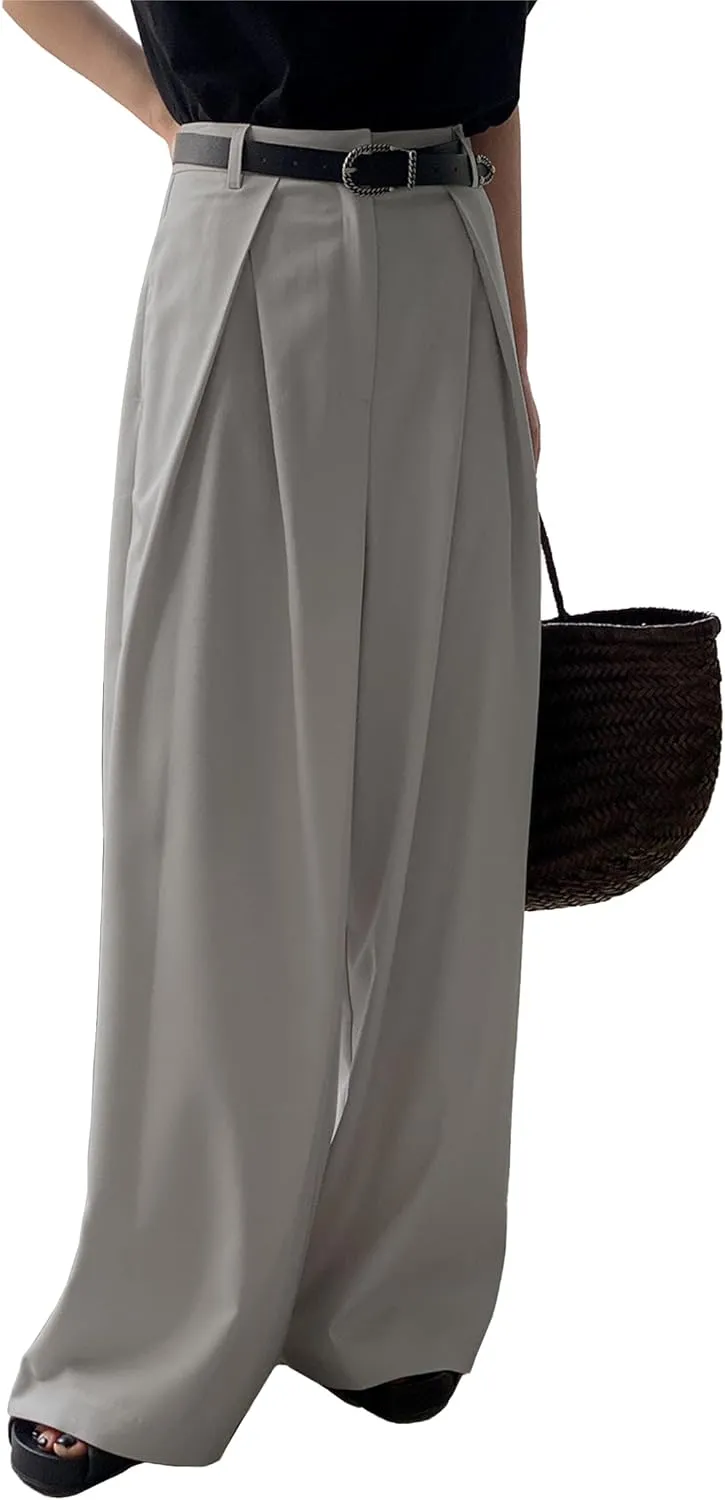 HVT Wide Leg Dress Pants for Women High Waisted Loose Palazzo Pants Business Casual Work Trousers Pants with Pockets