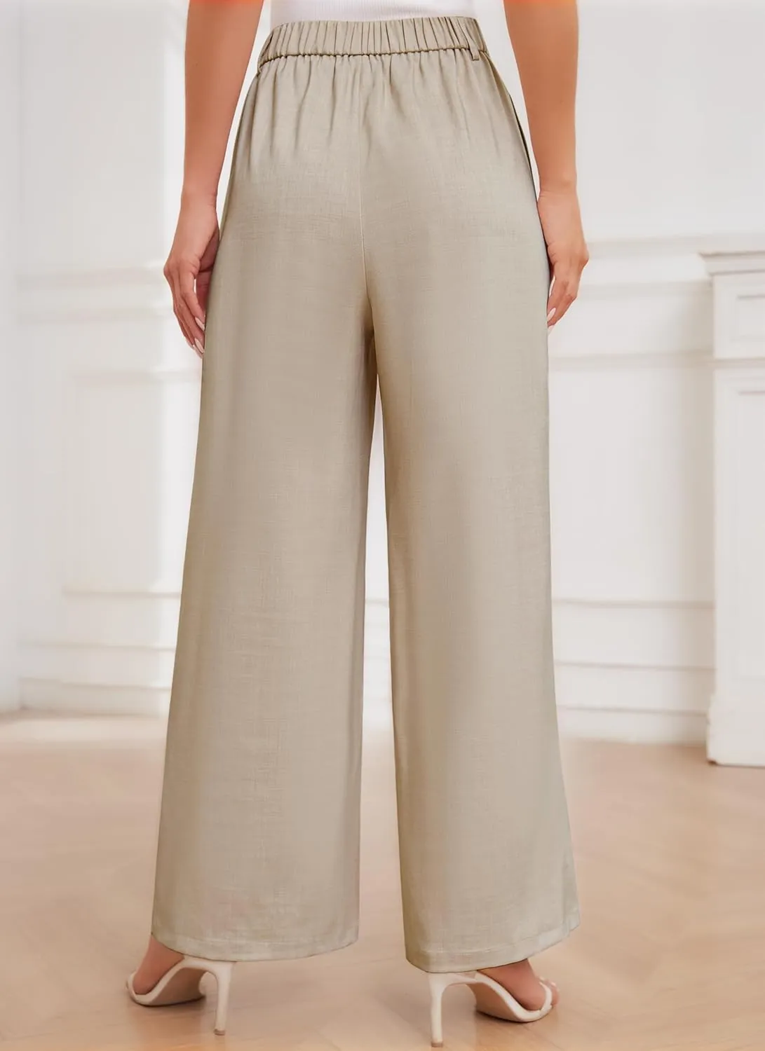 HVT Wide Leg Dress Pants for Women High Waisted Loose Palazzo Pants Business Casual Work Trousers Pants with Pockets