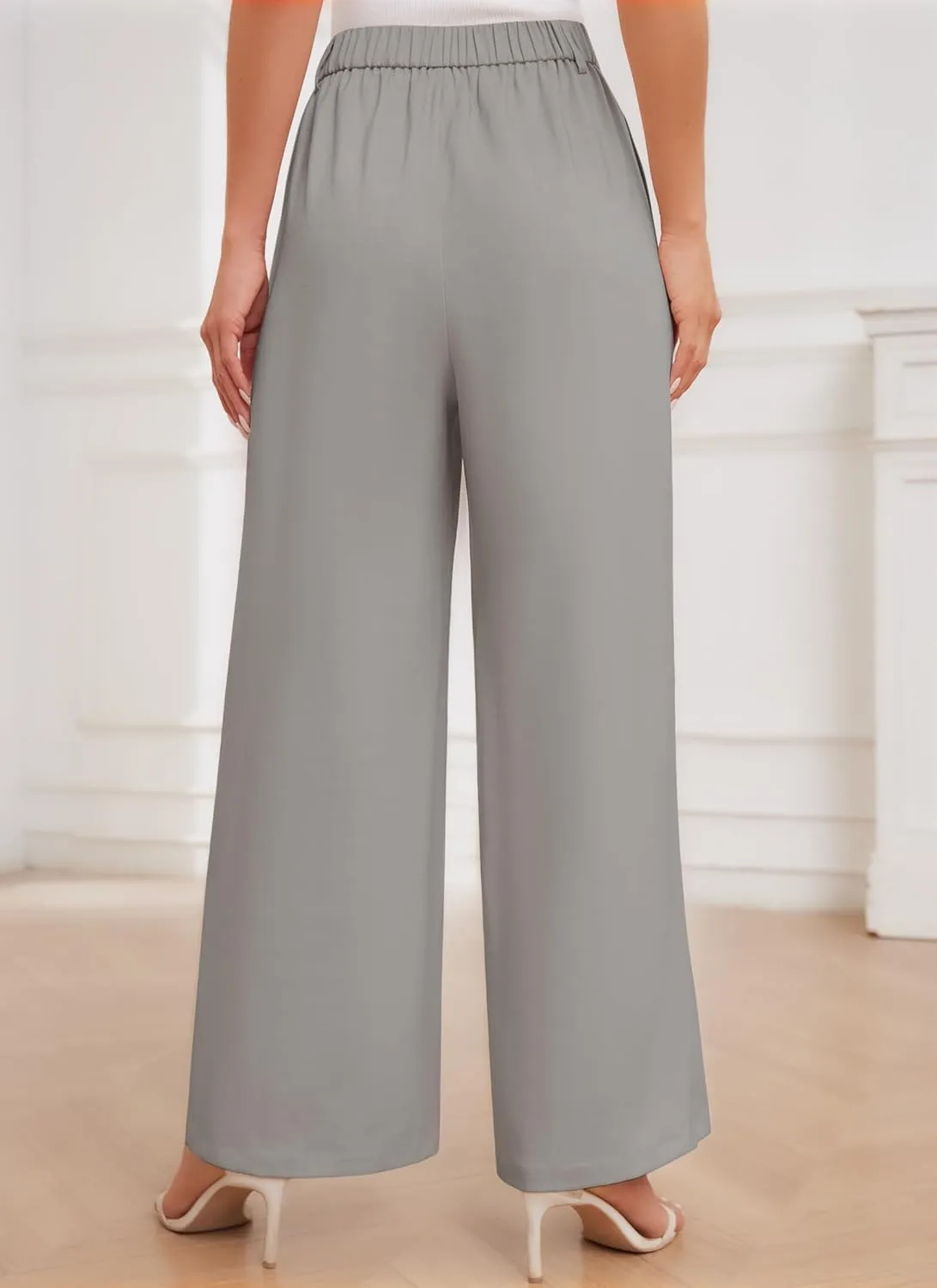 HVT Wide Leg Dress Pants for Women High Waisted Loose Palazzo Pants Business Casual Work Trousers Pants with Pockets
