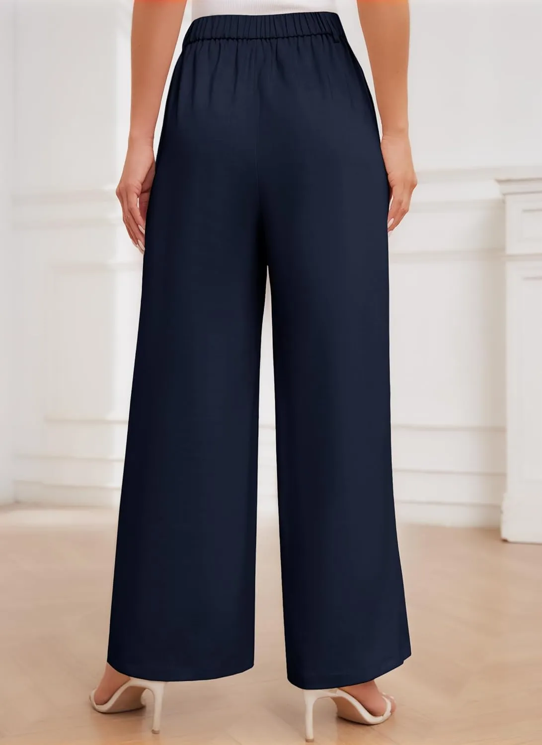 HVT Wide Leg Dress Pants for Women High Waisted Loose Palazzo Pants Business Casual Work Trousers Pants with Pockets