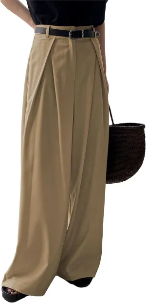 HVT Wide Leg Dress Pants for Women High Waisted Loose Palazzo Pants Business Casual Work Trousers Pants with Pockets